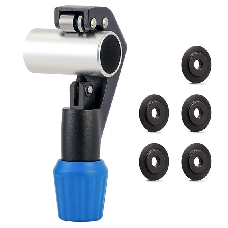 GOLDEAL Tube Cutter,Constant Swing Pipe Cutter Tool for Metal Pipe,1/8" - 1-3/16",with 5 Spare Cutting Blades,Bike Front Fork/Seatpost/Seat Tube/Steerer Tube Cutter(Blue) - Image 1